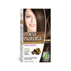 Μόνιμη βαφή μαλλιών με εκχύλισμα κάστανου, χωρίς αμμωνία, Νο 6.88 Σοκολατί - Mea Natura