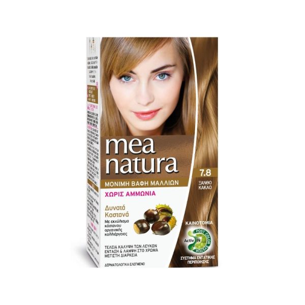 Μόνιμη βαφή μαλλιών Νο 7.8 Ξανθό Κακάο - Mea Natura