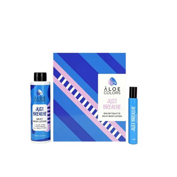Gift Set Just Breathe with body lotion and eau de toilette (roll-on) - Aloe Colors