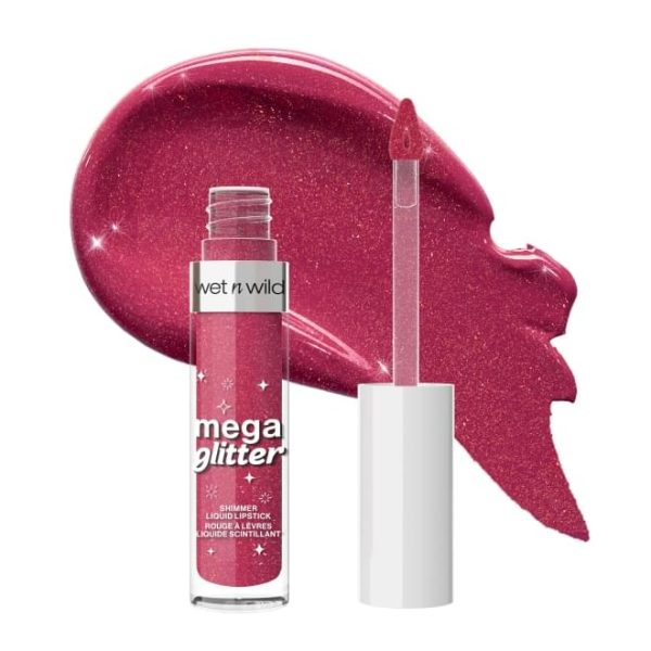 Mega Glitter Shimmer Liquid Lipstick "Pink Future" - Swatch